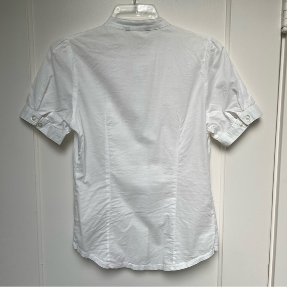 White short sleeved blouse with frilly front - Picture 5 of 8